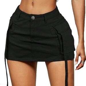 Y2k Black Cargo Mini Skirt